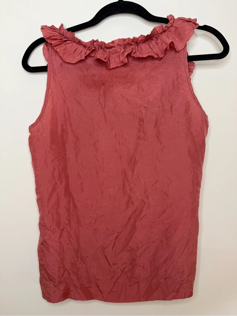 J. CREW 100% Silk Boho Floral Mauve Summer Ruffle Tank Top Blouse
